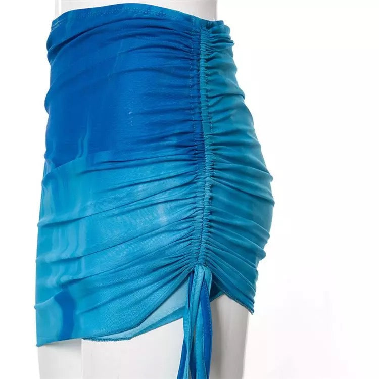 Blue Flames Skirt Set