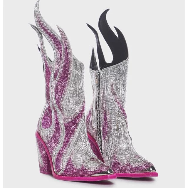 Pink Flames Bootie