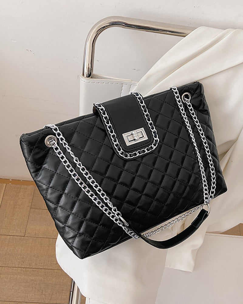 Twisted Lock Quilted Tote Bag