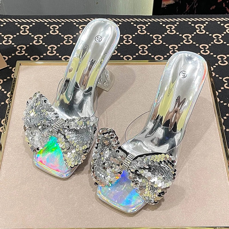 Mindy Sequin Heel Sandals