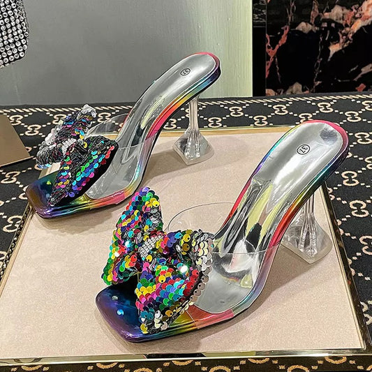 Mindy Sequin Heel Sandals