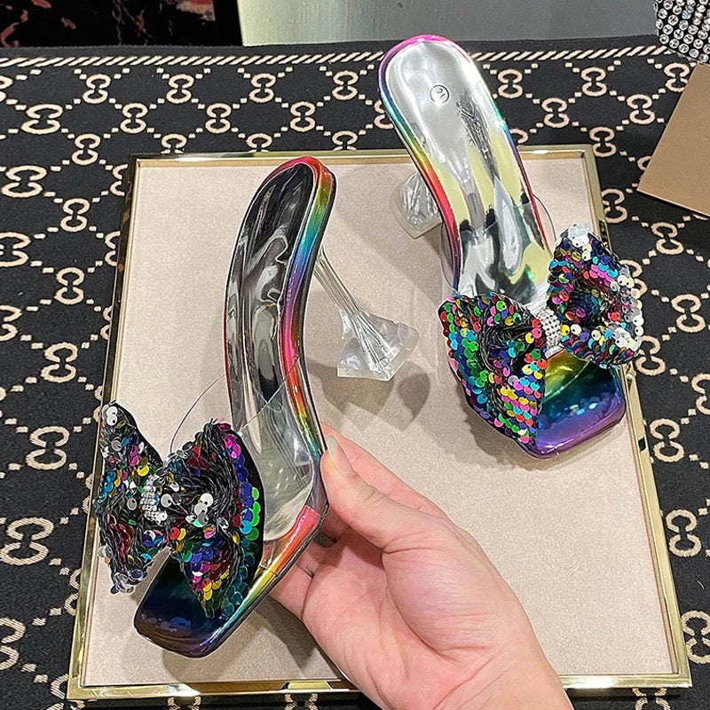 Mindy Sequin Heel Sandals