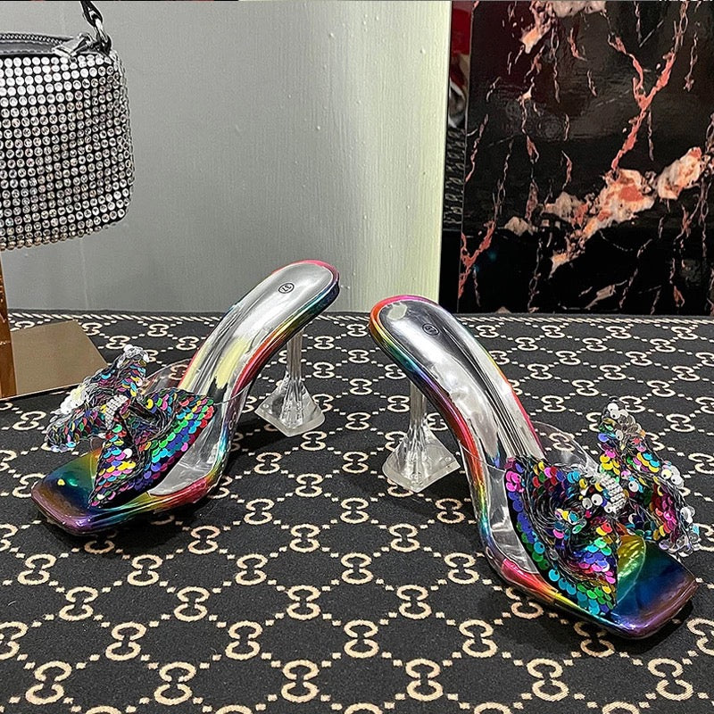 Mindy Sequin Heel Sandals