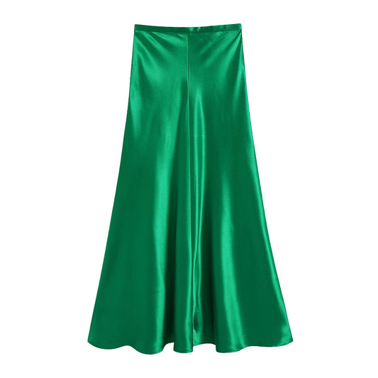 Mari Satin Midi Skirt